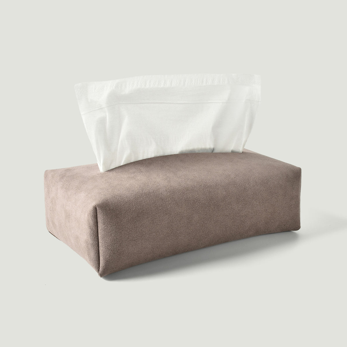 MOHEIM TISSUE COVER fog stylish, minimal, suede-like fabric tissue box cover, dark greige