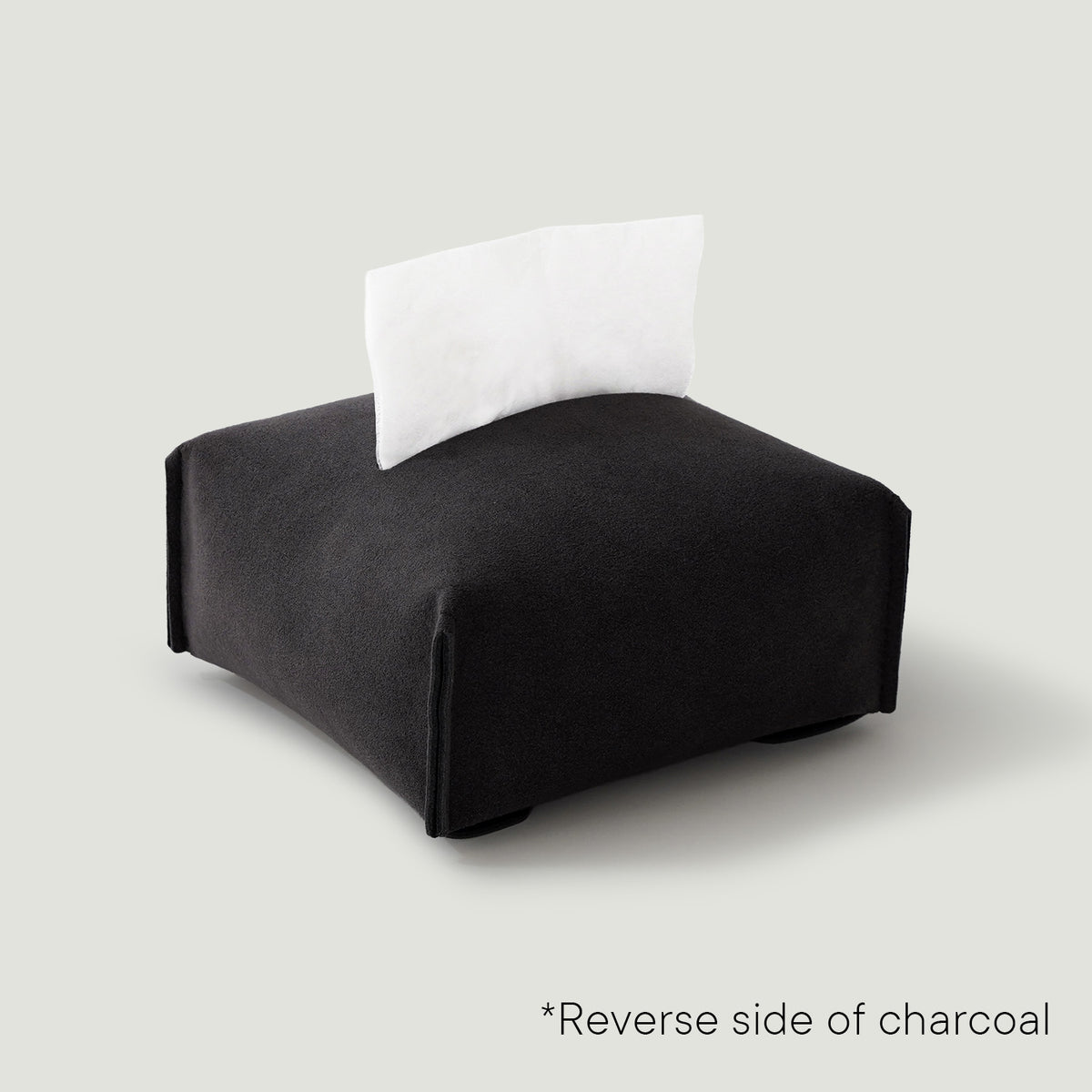 MOHEIM TISSUE COVER fog stylish, minimal, suede-like fabric tissue box cover, half size, charcoal
