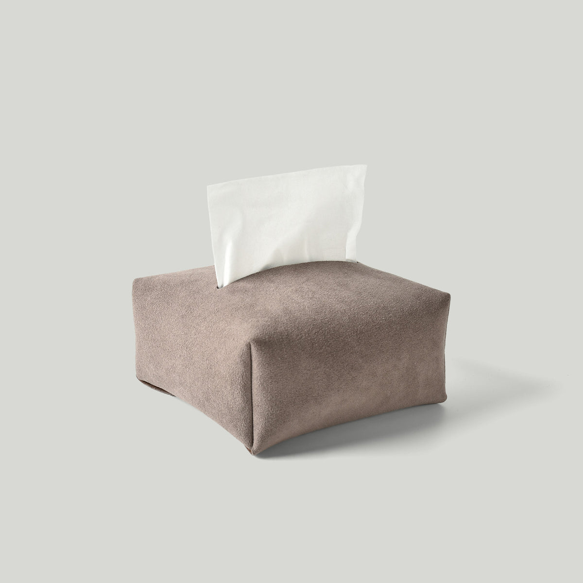 MOHEIM TISSUE COVER fog stylish, minimal, suede-like fabric tissue box cover, half size, dark greige