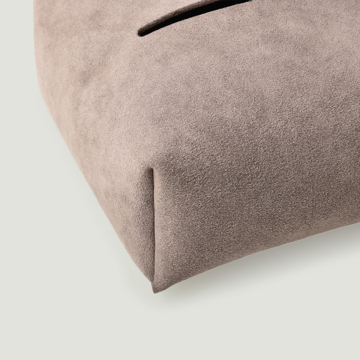MOHEIM TISSUE COVER fog stylish, minimal, suede-like fabric tissue box cover, half size, dark greige