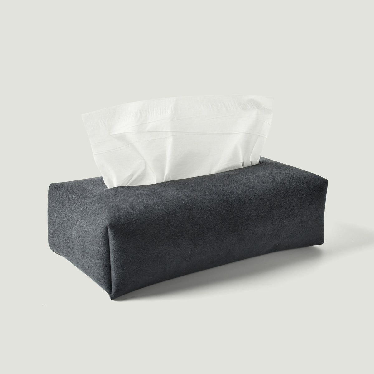 MOHEIM TISSUE COVER fog stylish, minimal, suede-like fabric tissue box cover, charcoal