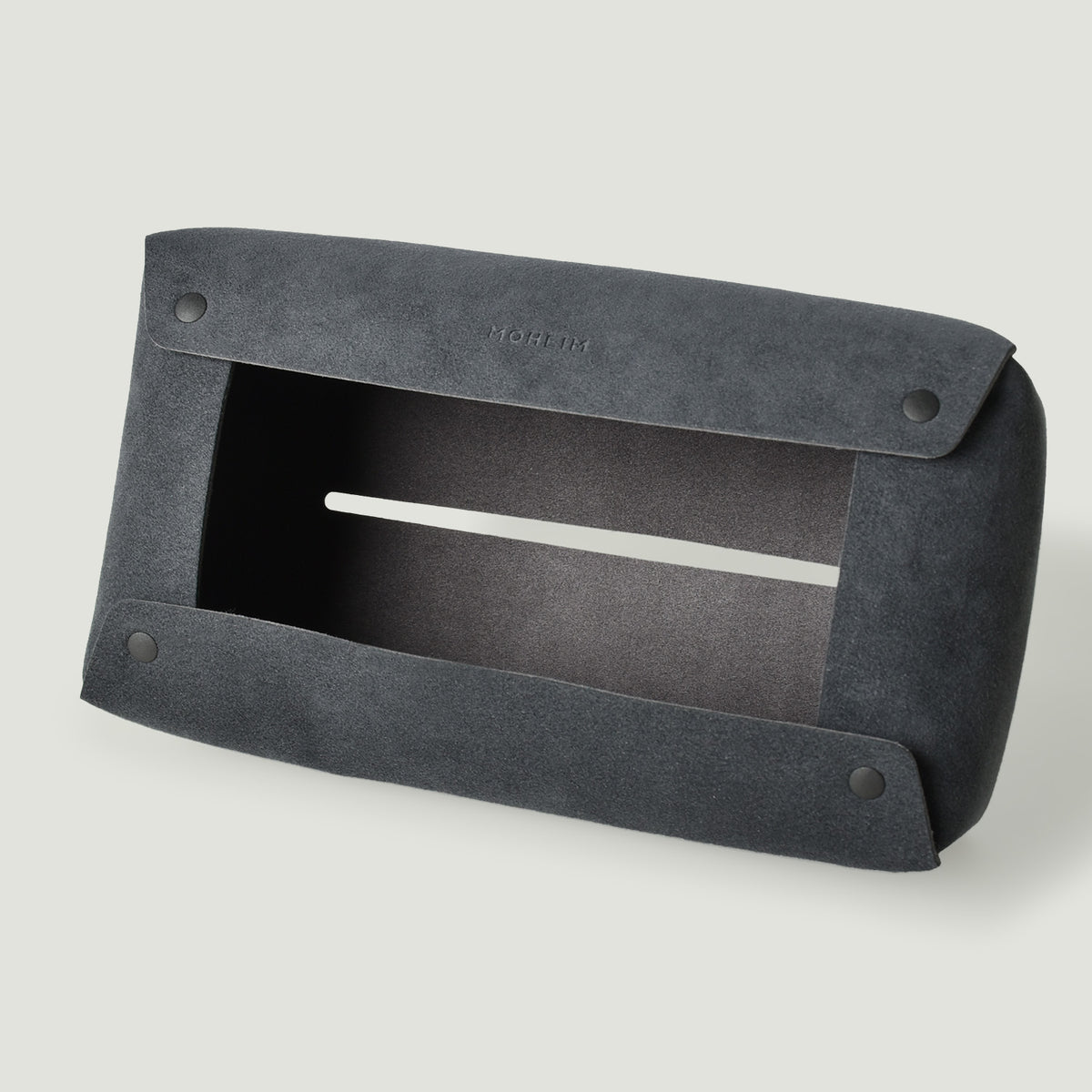 MOHEIM TISSUE COVER fog stylish, minimal, suede-like fabric tissue box cover, charcoal