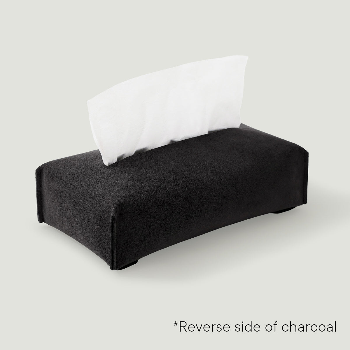 MOHEIM TISSUE COVER fog stylish, minimal, suede-like fabric tissue box cover, charcoal