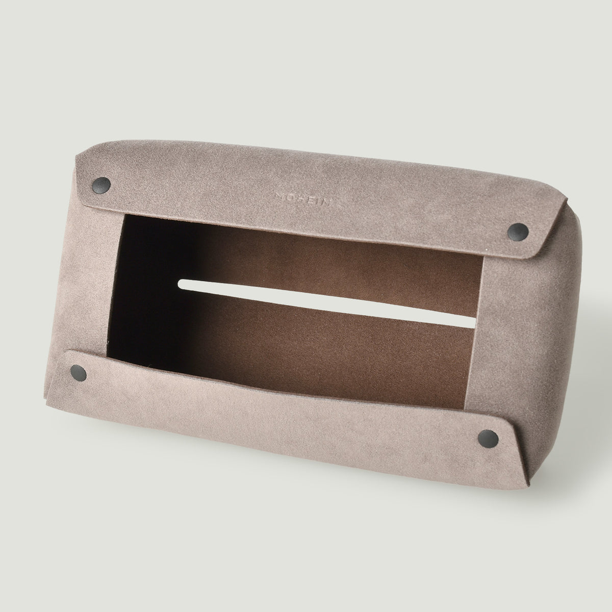 MOHEIM TISSUE COVER fog stylish, minimal, suede-like fabric tissue box cover, dark greige