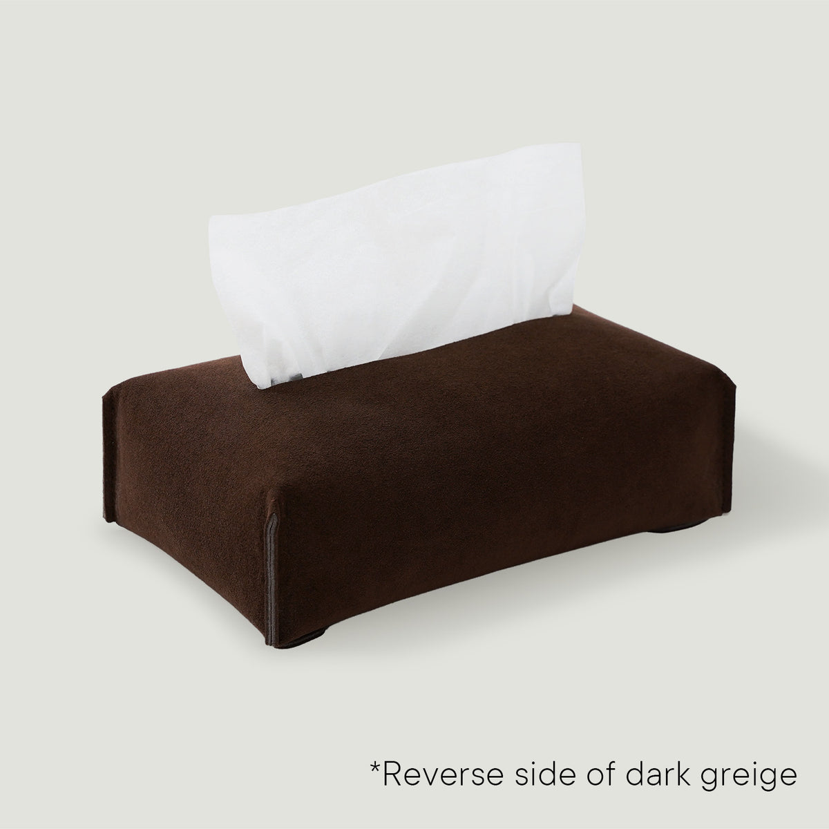 MOHEIM TISSUE COVER fog stylish, minimal, suede-like fabric tissue box cover, dark greige