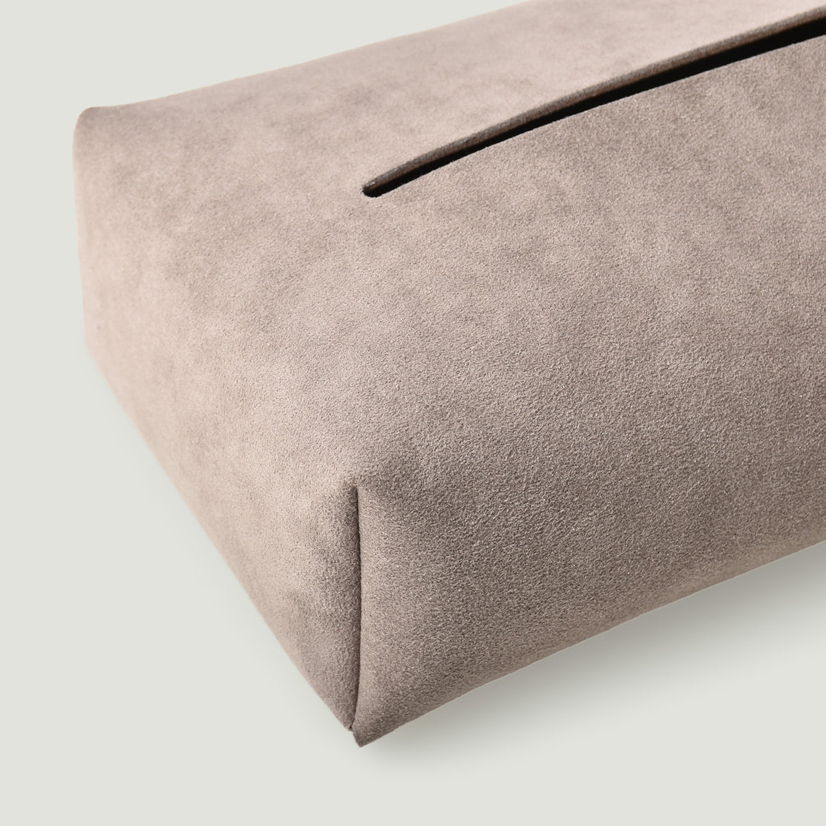 MOHEIM TISSUE COVER fog stylish, minimal, suede-like fabric tissue box cover, dark greige