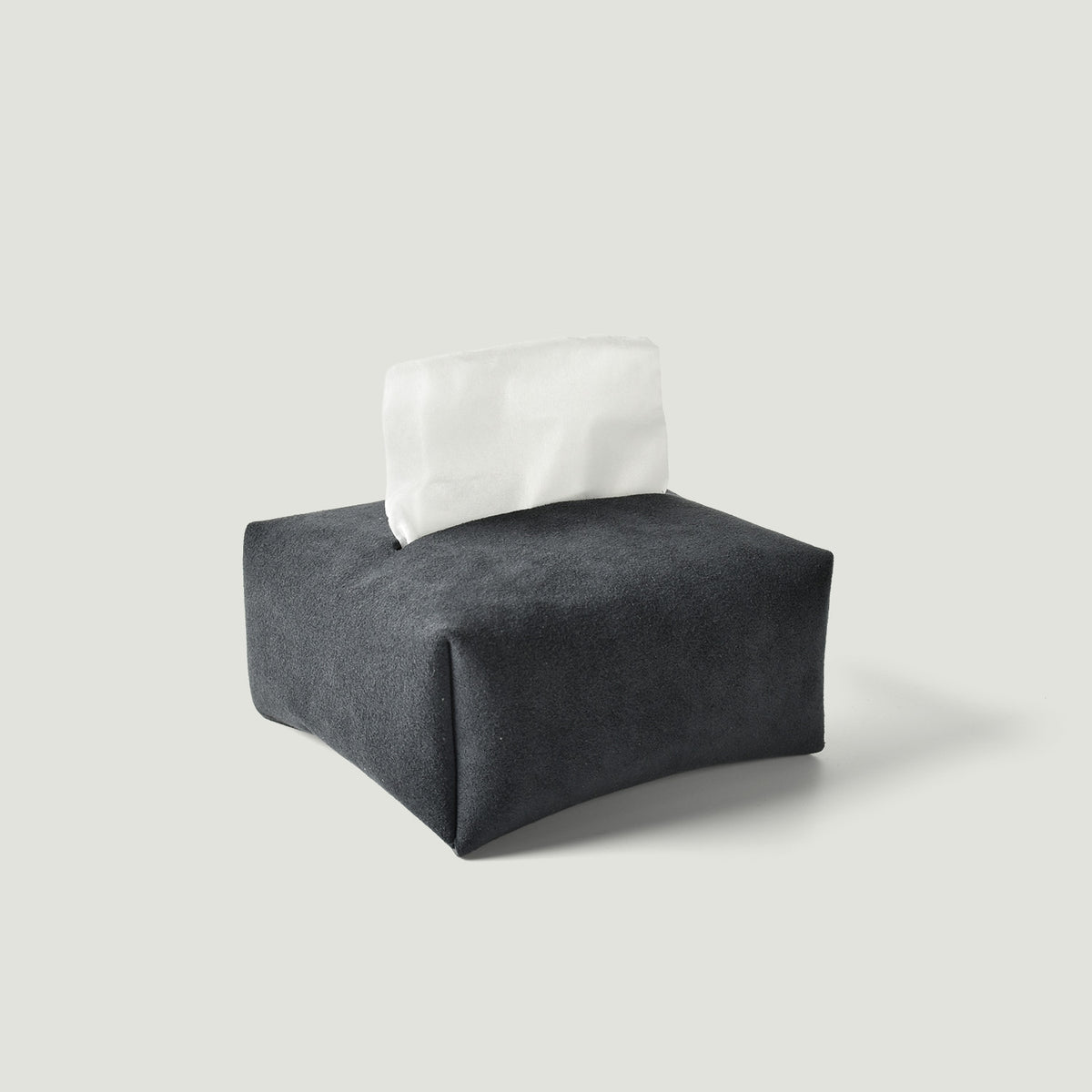 MOHEIM TISSUE COVER fog stylish, minimal, suede-like fabric tissue box cover, half size, charcoal