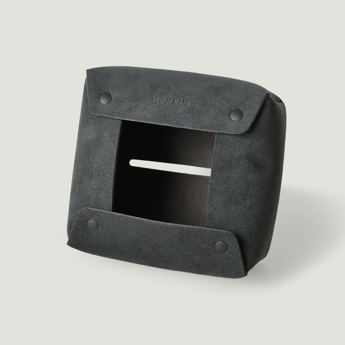 MOHEIM TISSUE COVER fog stylish, minimal, suede-like fabric tissue box cover, half size, charcoal