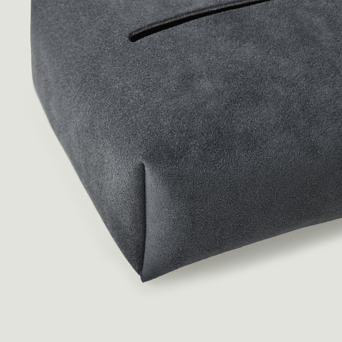 MOHEIM TISSUE COVER fog stylish, minimal, suede-like fabric tissue box cover, half size, charcoal