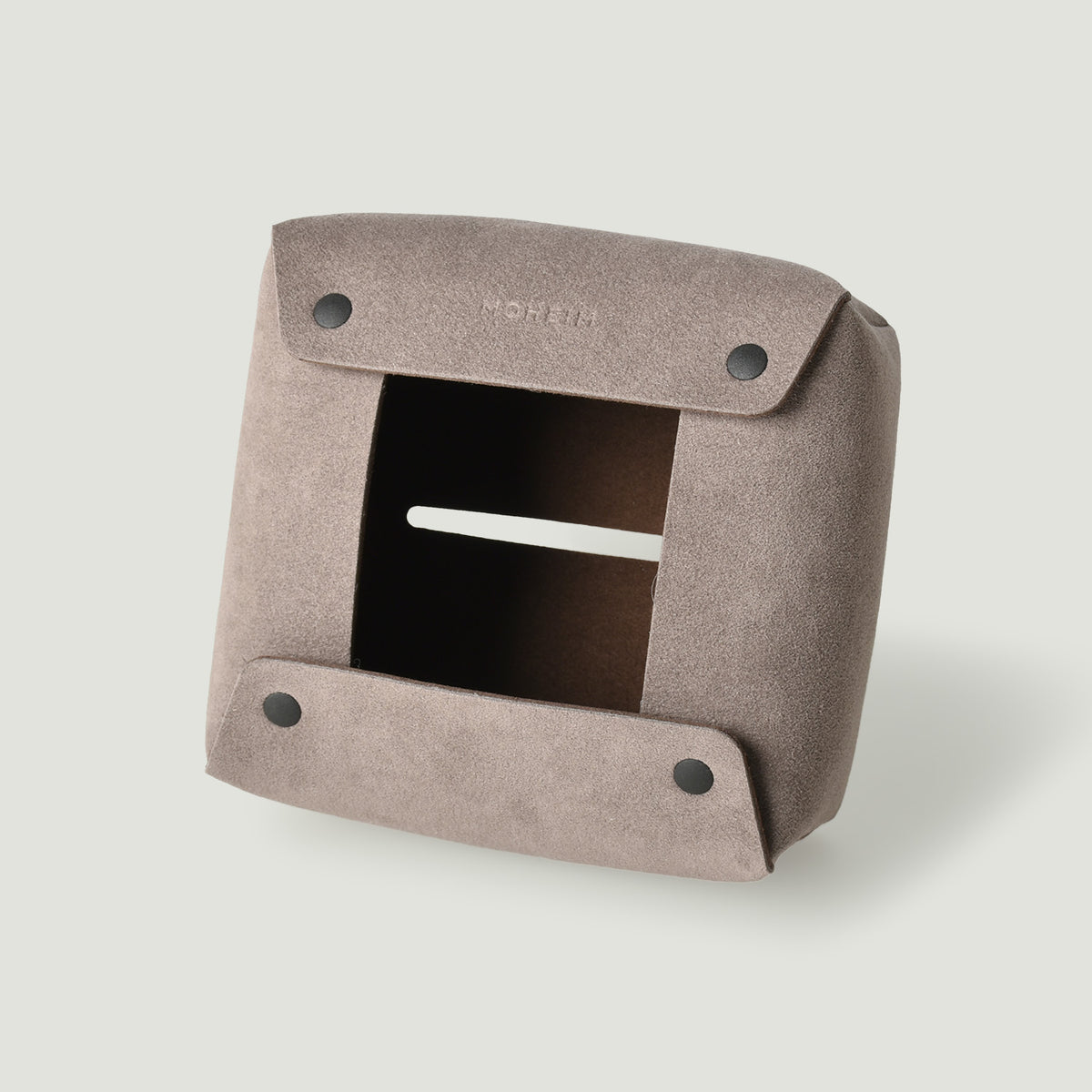 MOHEIM TISSUE COVER fog stylish, minimal, suede-like fabric tissue box cover, half size, dark greige