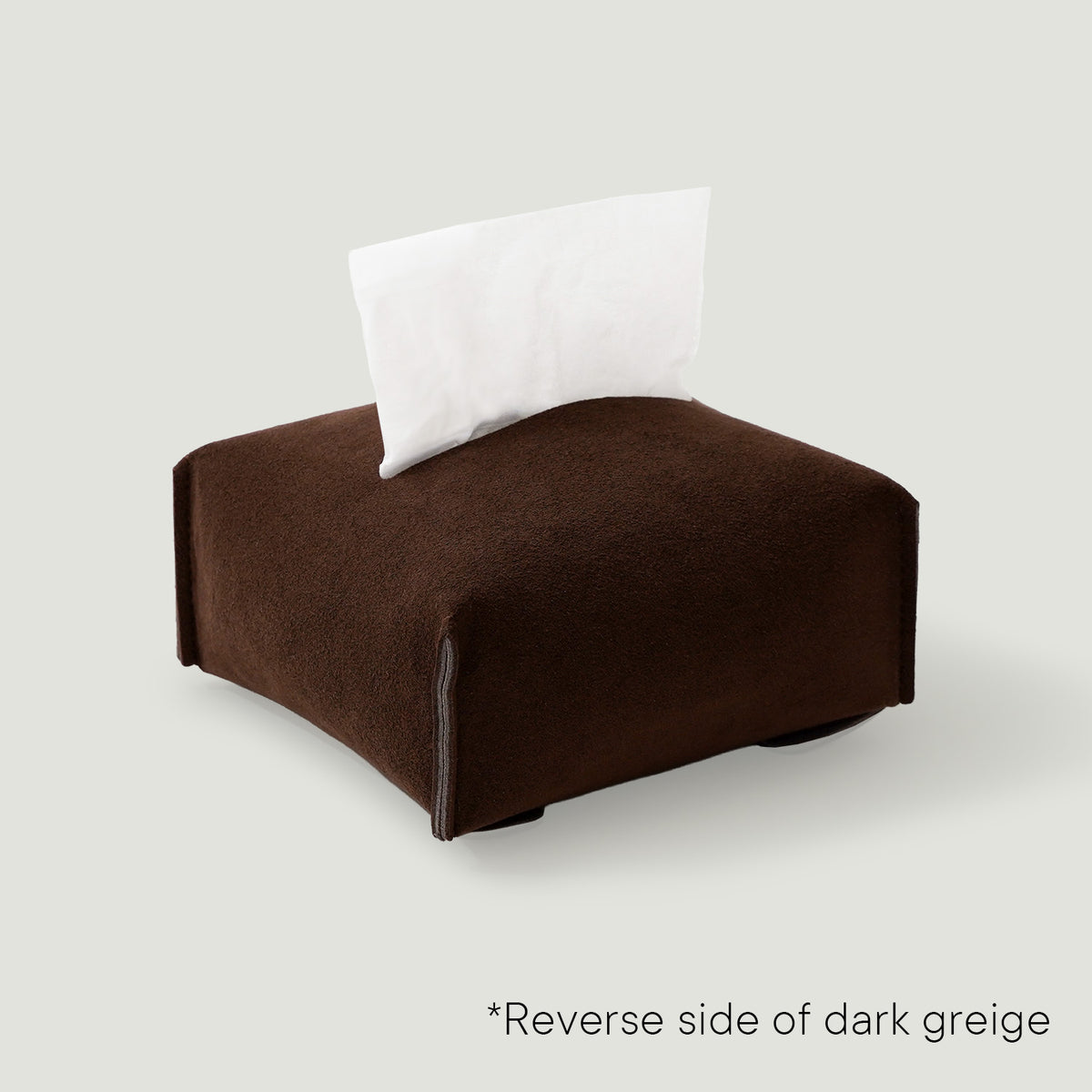 MOHEIM TISSUE COVER fog stylish, minimal, suede-like fabric tissue box cover, half size, dark greige