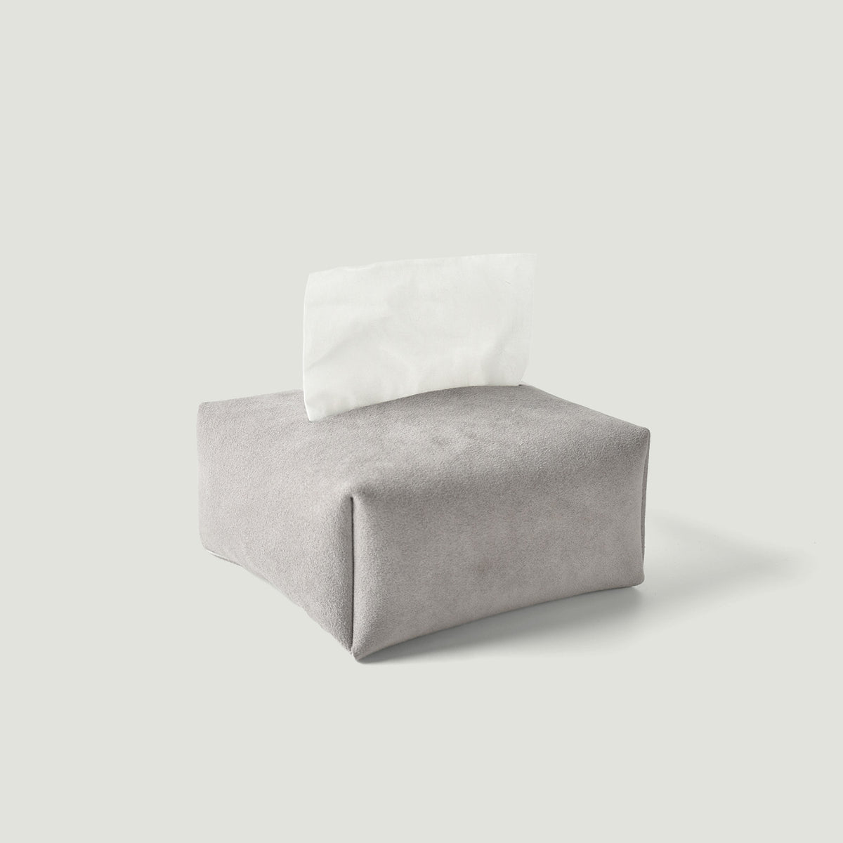 MOHEIM TISSUE COVER fog stylish, minimal, suede-like fabric tissue box cover, half size, gray