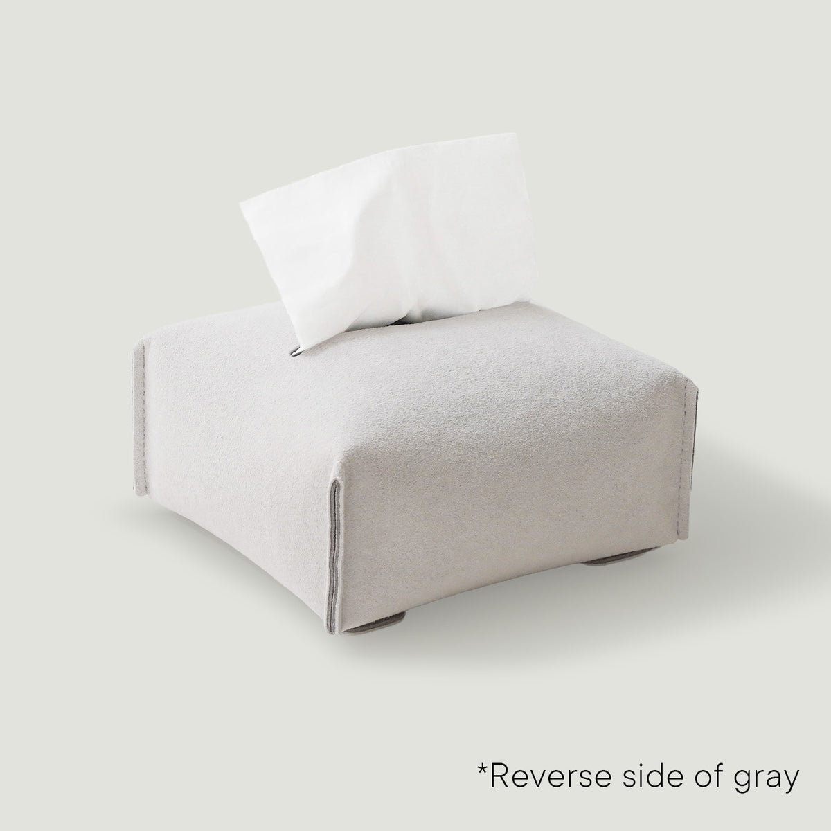 MOHEIM TISSUE COVER fog stylish, minimal, suede-like fabric tissue box cover, half size, gray